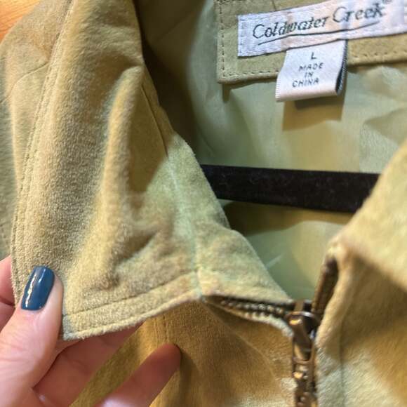 Coldwater Creek Women's Suede Leather Jacket Lime Green Size Large - Picture 4 of 10
